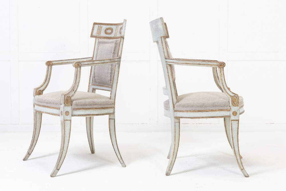 Pair of 18th Century Italian Original Paint and Gilt Chairs