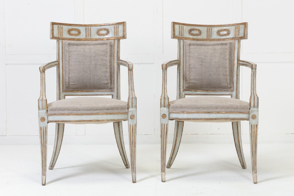 Pair of 18th Century Italian Original Paint and Gilt Chairs View II