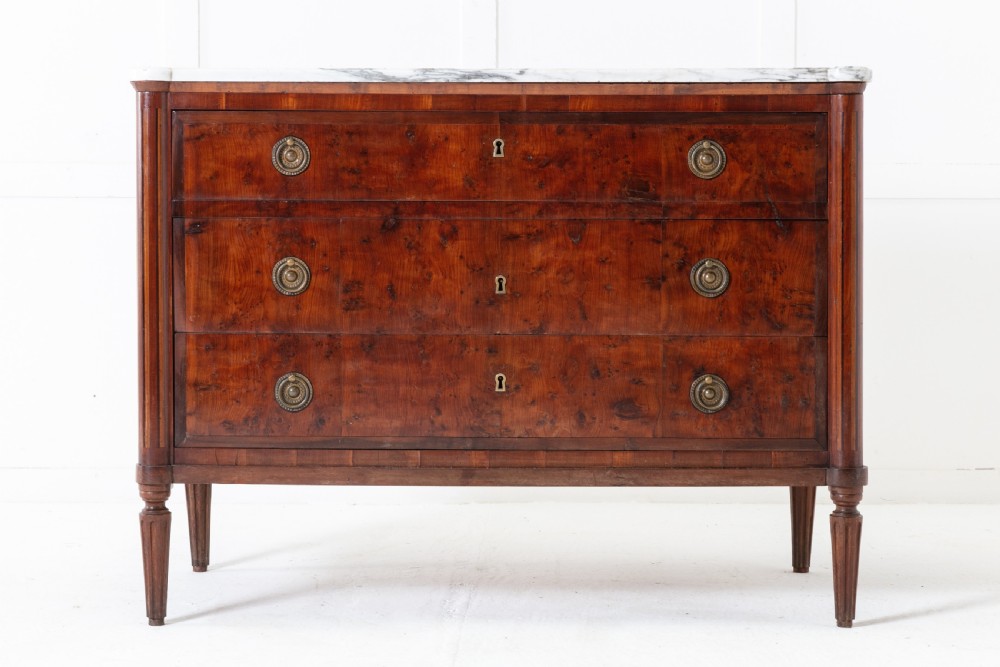 19th Century Yew Secretaire Commode with Marble Top