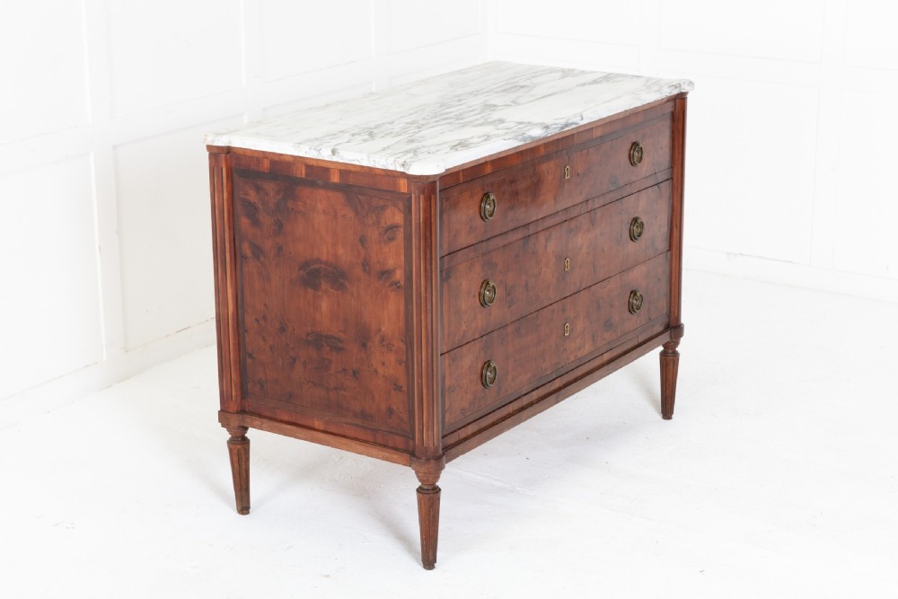 19th Century Yew Secretaire Commode with Marble Top View II