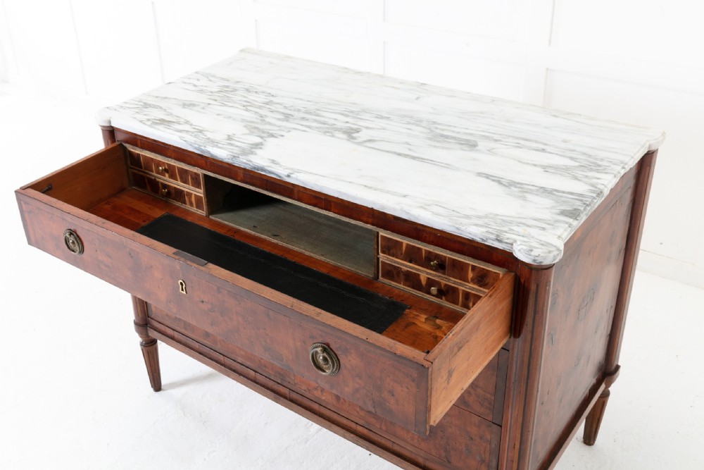 19th Century Yew Secretaire Commode with Marble Top View V