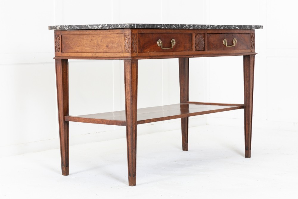 18th Century French Mahogany Serving Table with Marble Top