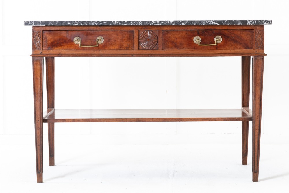 18th Century French Mahogany Serving Table with Marble Top View II