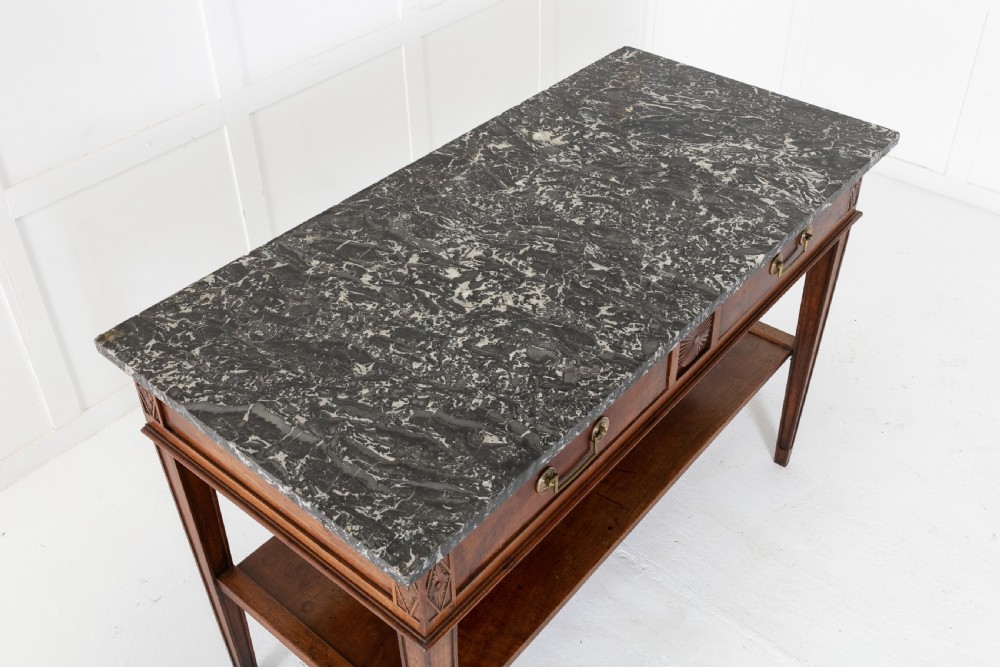 18th Century French Mahogany Serving Table with Marble Top View VI