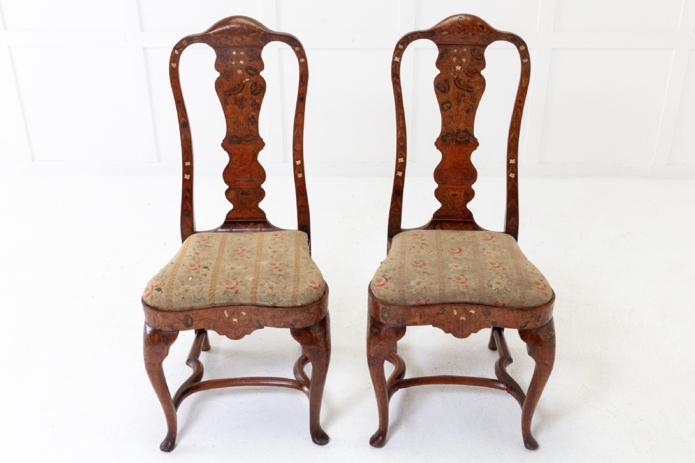 Pair of 18th Century Dutch Marquetry Side Chairs View X