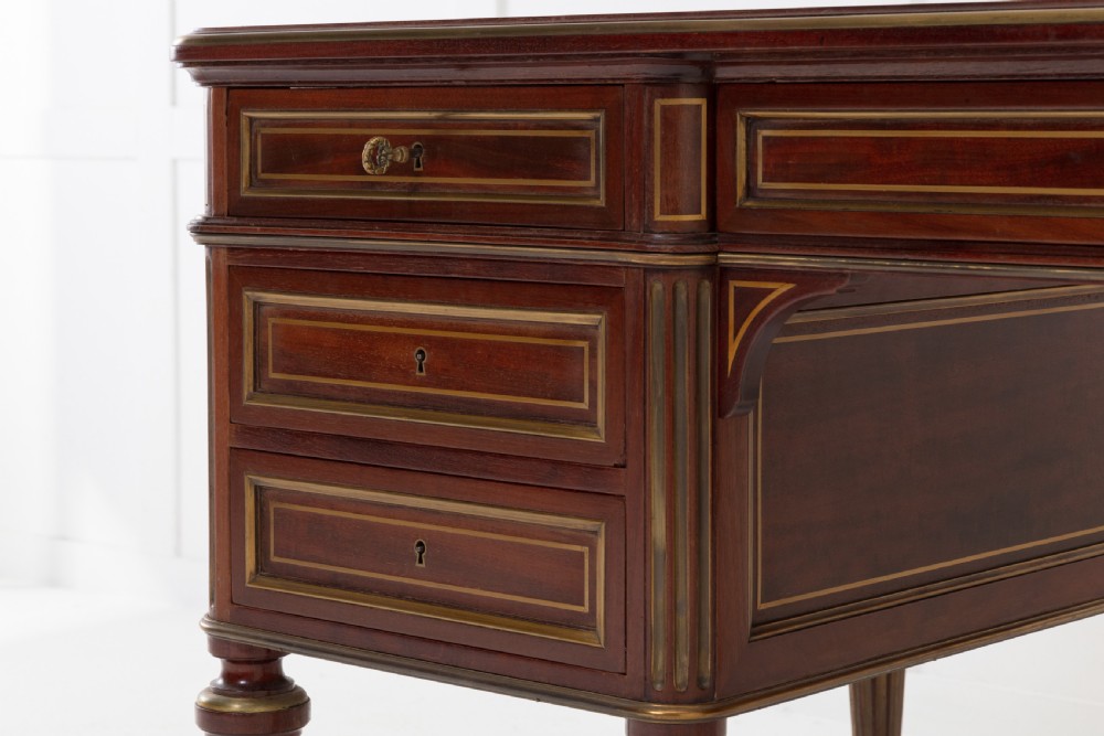19th Century French Brass Inlaid Mahogany Desk View IV