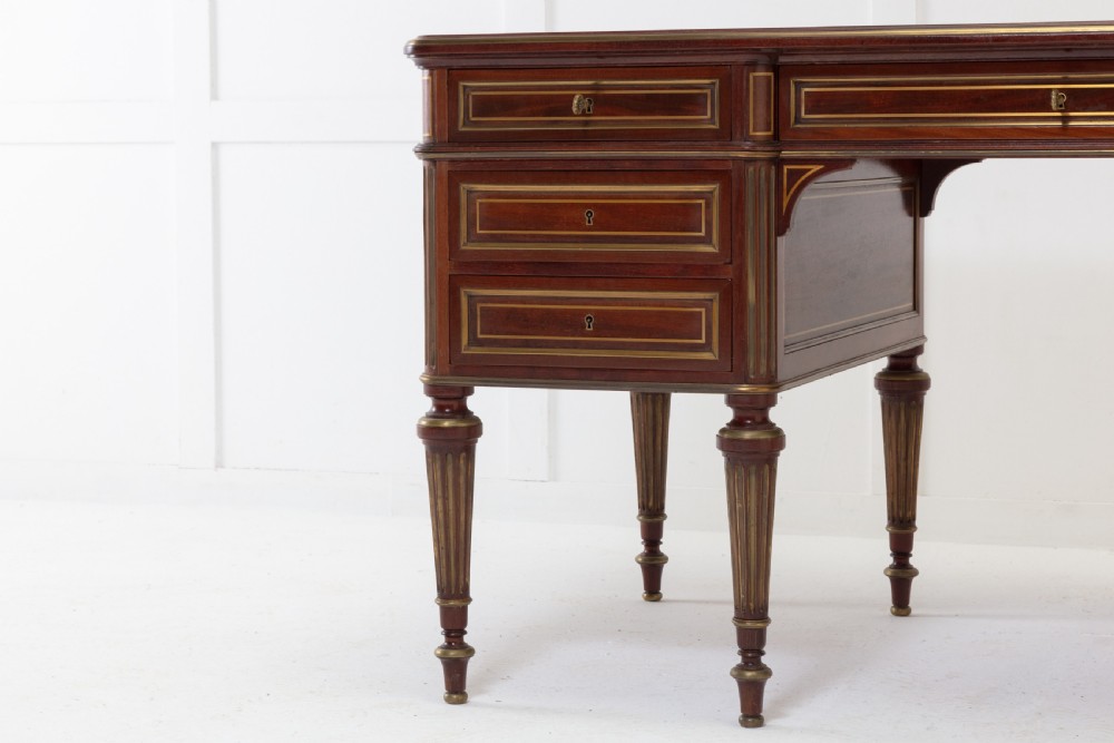 19th Century French Brass Inlaid Mahogany Desk View V