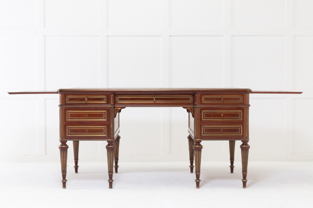 19th Century French Brass Inlaid Mahogany Desk View IX