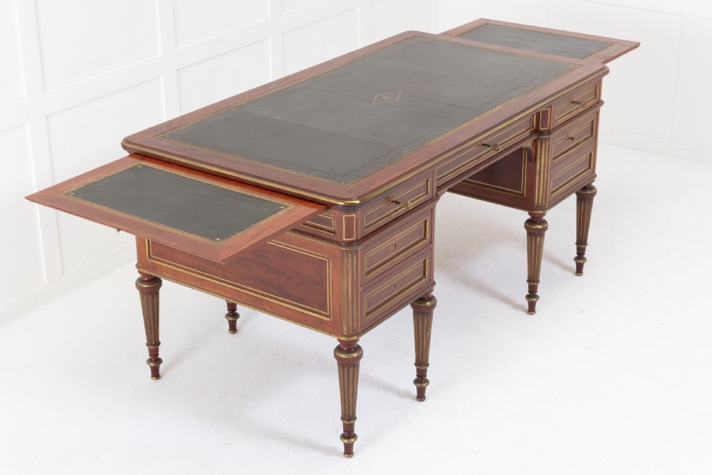 19th Century French Brass Inlaid Mahogany Desk View X