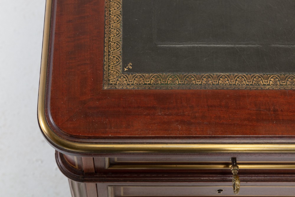 19th Century French Brass Inlaid Mahogany Desk View XII