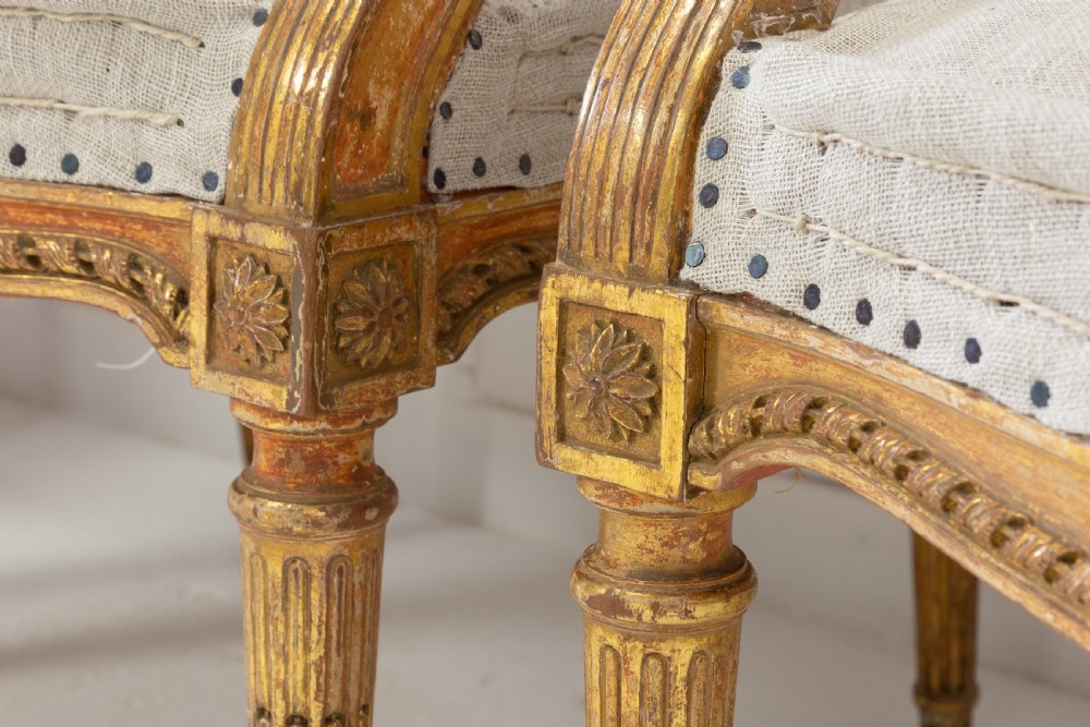 Set of Four 1920s French Gilt Carved Wood Armchairs View V