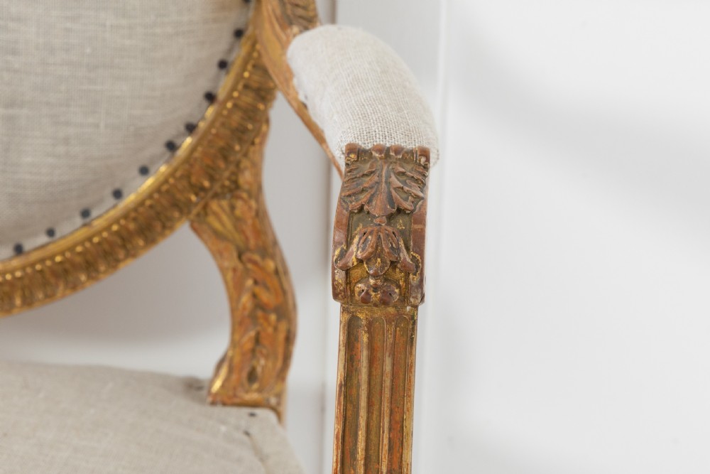 Set of Four 1920s French Gilt Carved Wood Armchairs View VI