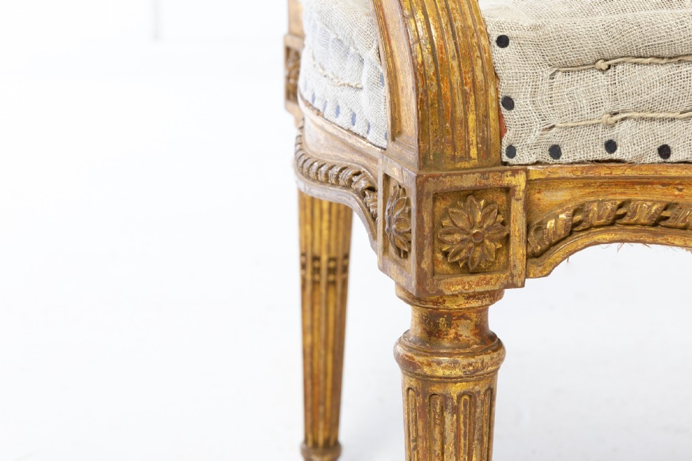 Set of Four 1920s French Gilt Carved Wood Armchairs View XII