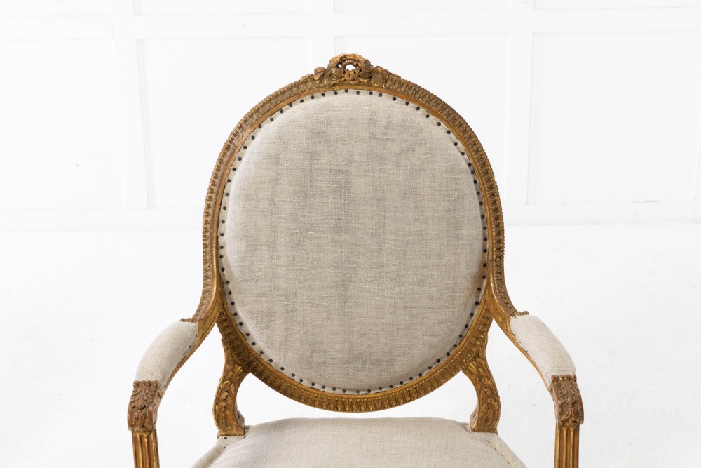 Set of Four 1920s French Gilt Carved Wood Armchairs View XIII