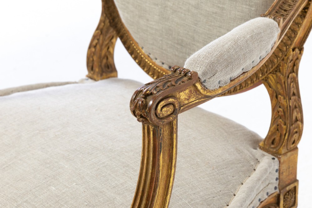 Set of Four 1920s French Gilt Carved Wood Armchairs View XV