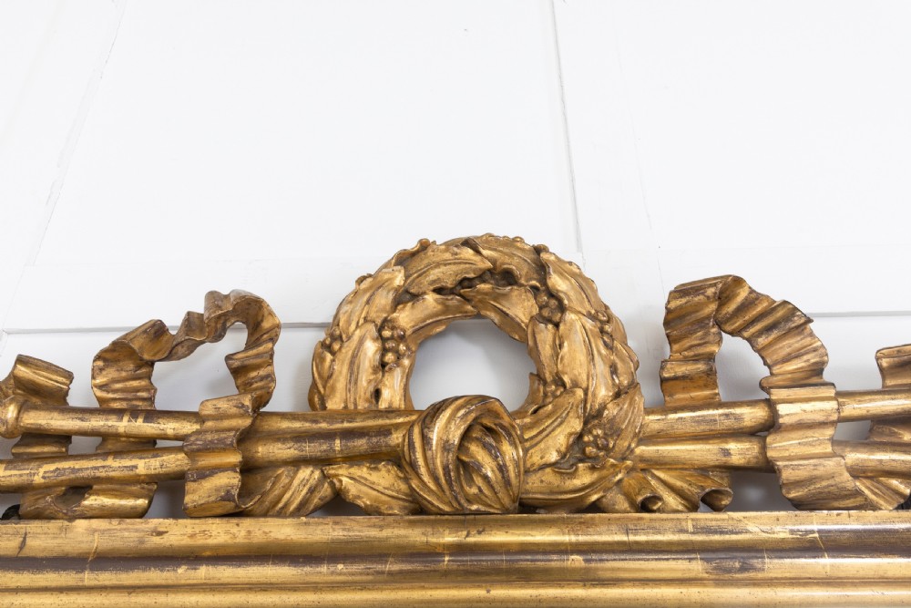 Monumental Scale Regency Carved Giltwood Mirror View III