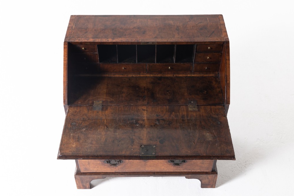 18th Century English George II Walnut Bureau View V