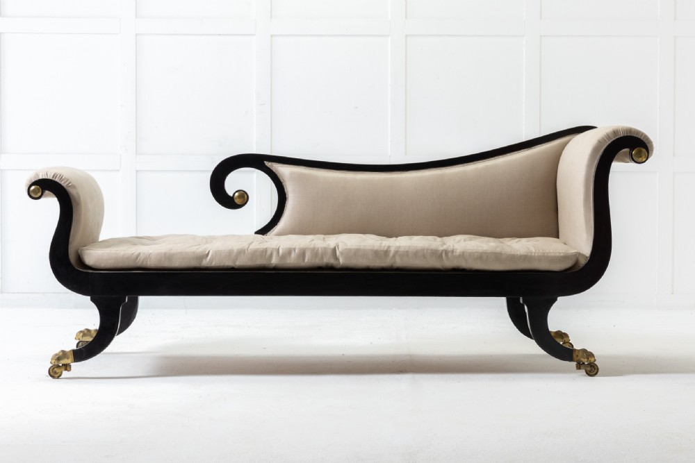 19th Century Ebonised Chaise Longue