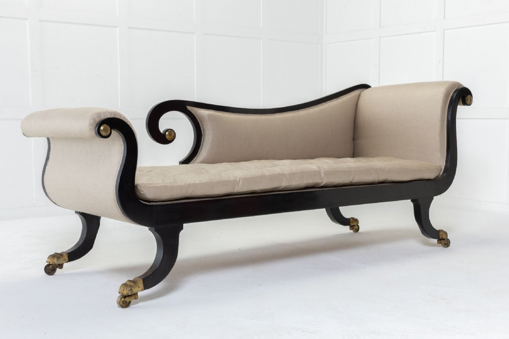 19th Century Ebonised Chaise Longue View II