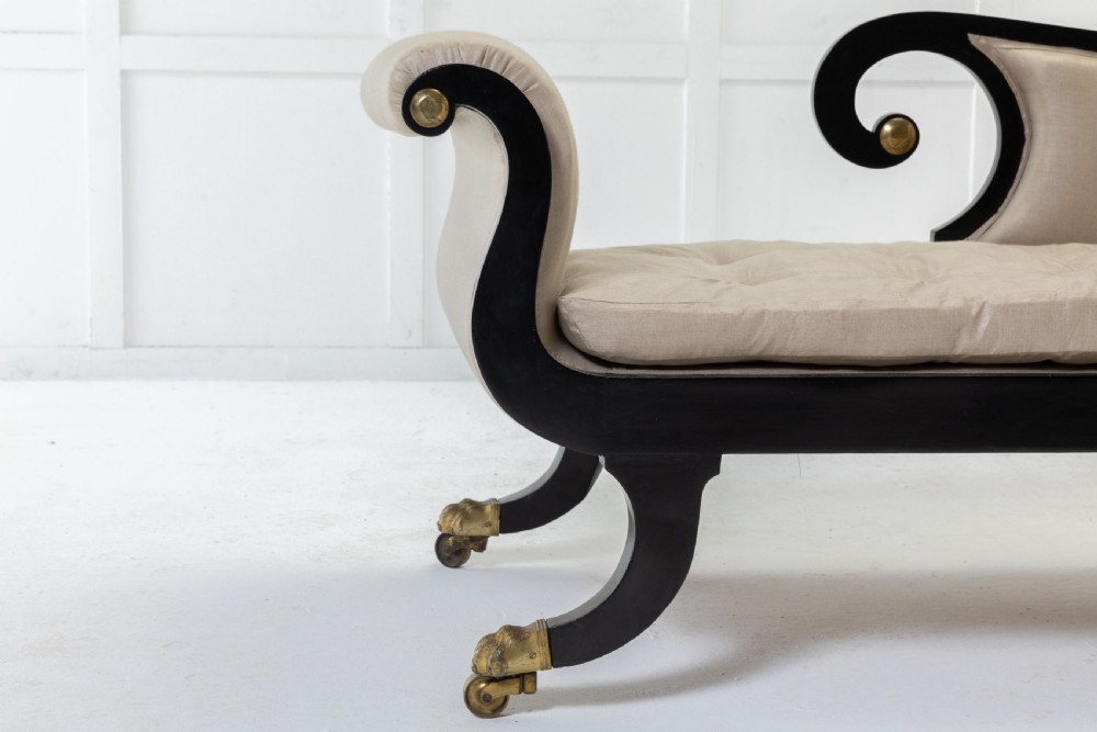 19th Century Ebonised Chaise Longue View III