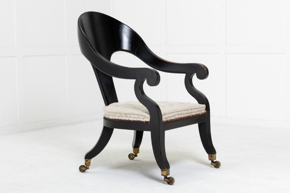 19th Century Regency Ebonised Armchair