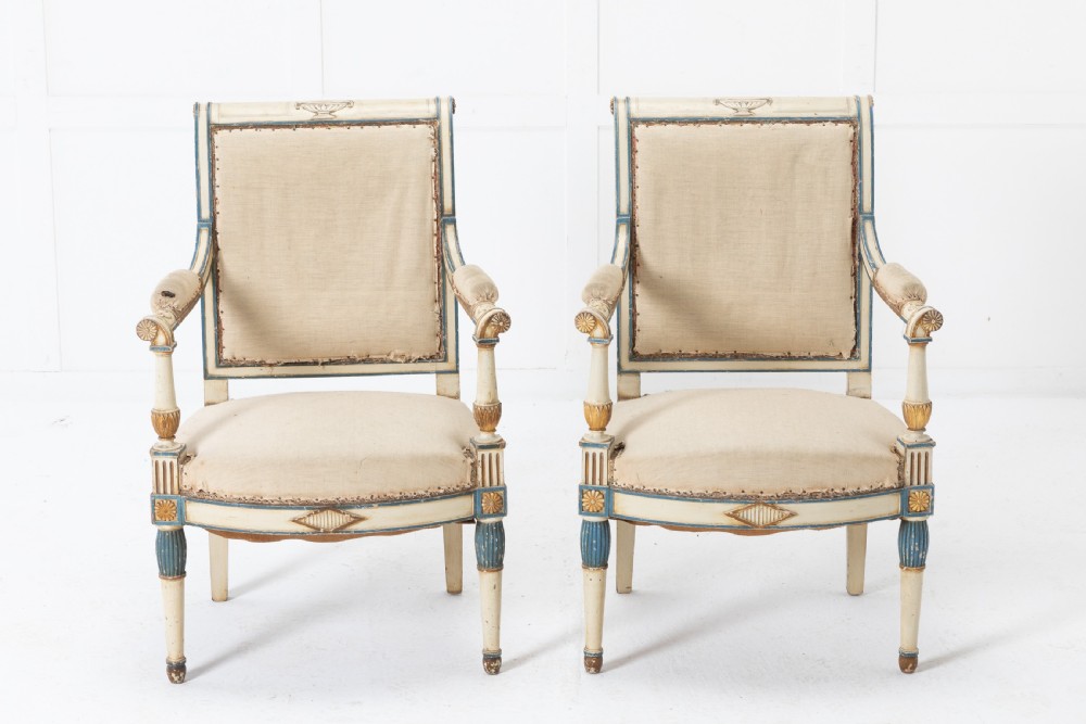 Pair of Small French Painted Chairs