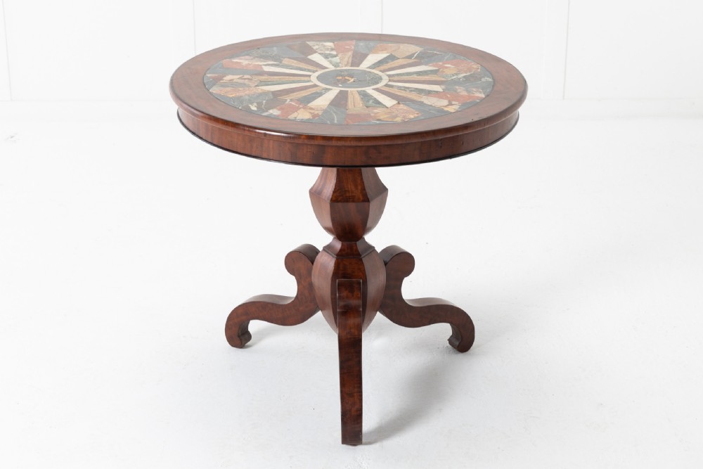 19th Century French Mahogany Guéridon with Specimen Marble Top