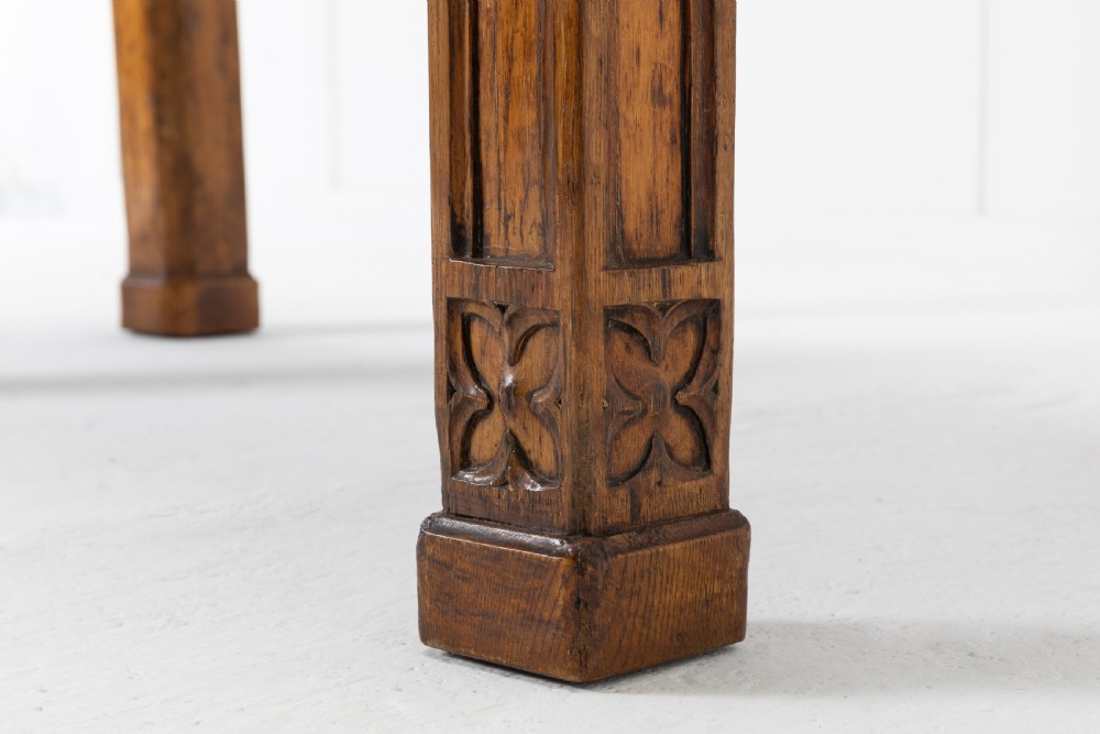 19th Century Regency Oak Gothic Desk with Leather Top View IV