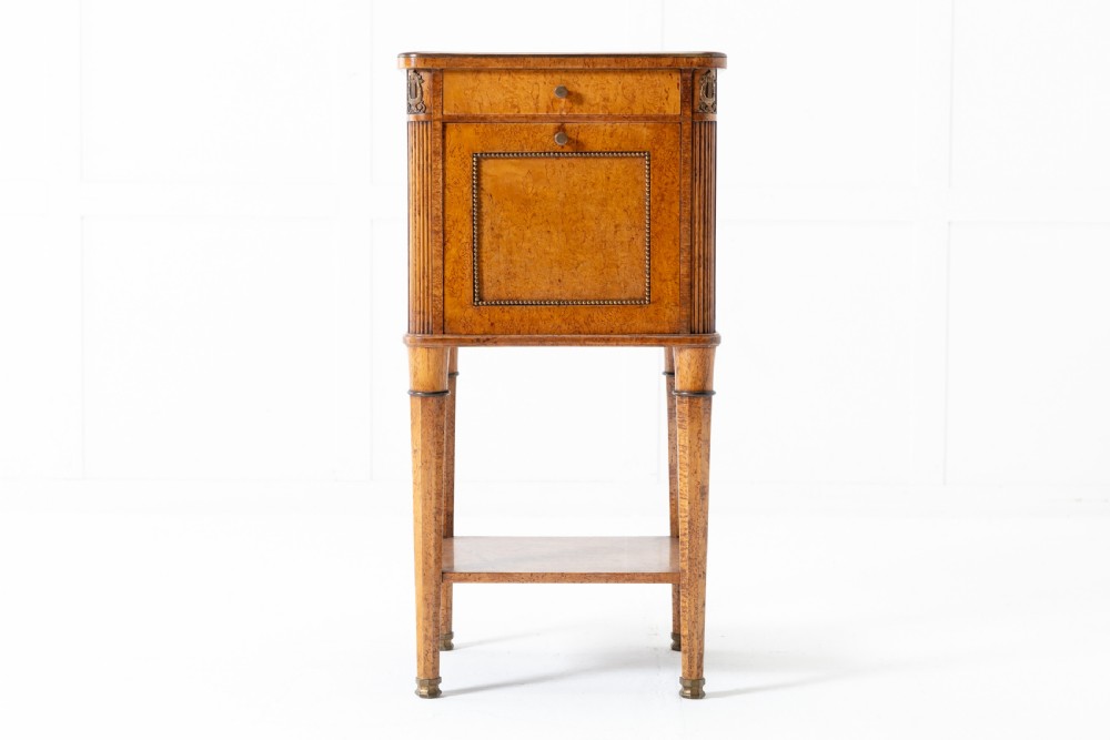 19th Century Burr Wood Bedside Cupboard View II