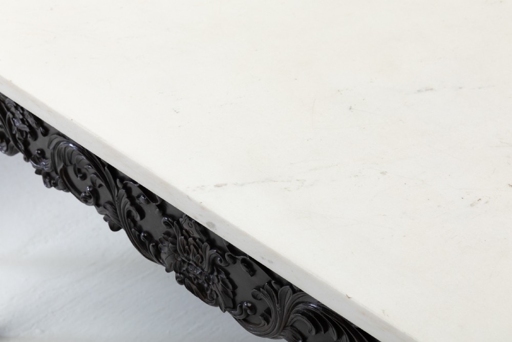 Large Pair Of Important Early 19th Century Chinese Hardwood Marble Top Console Tables View VI