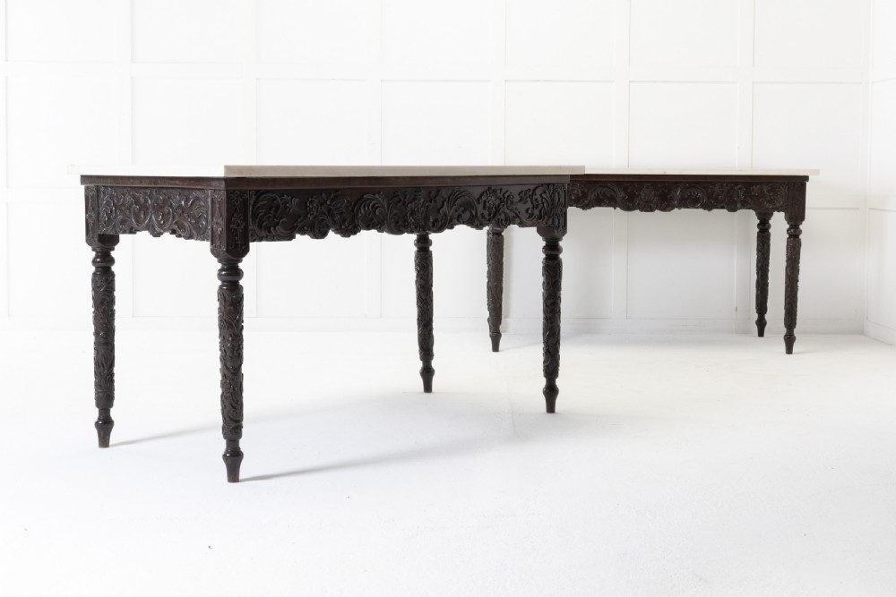 Large Pair Of Important Early 19th Century Chinese Hardwood Marble Top Console Tables View VIII