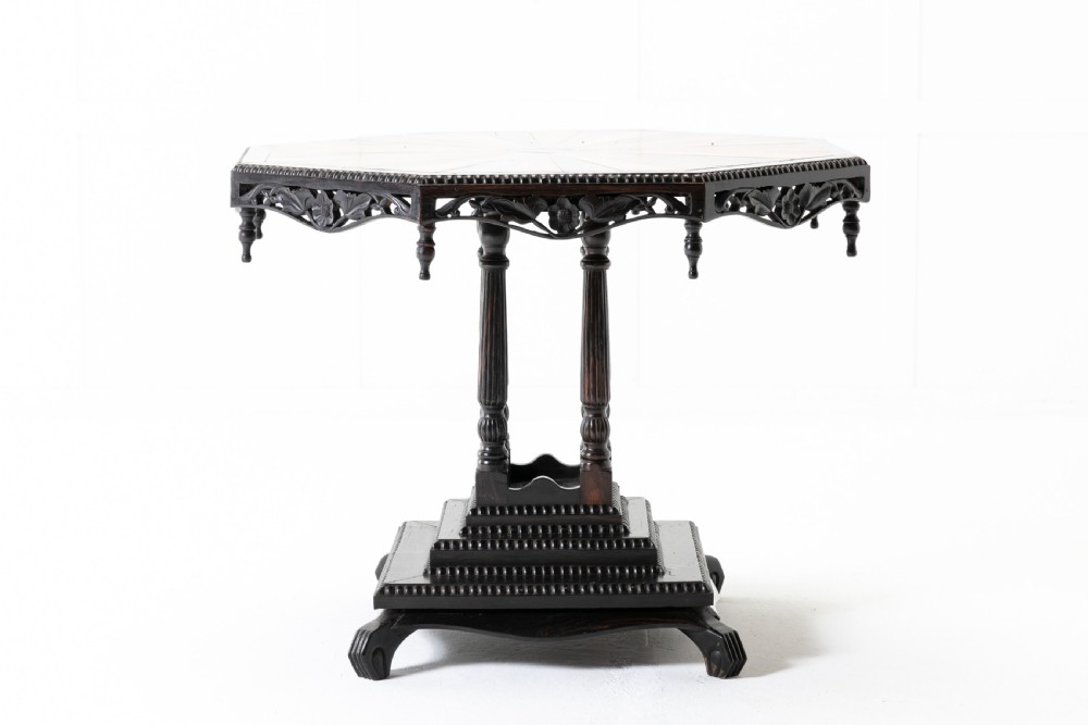 Anglo Indian Specimen Wood Table Circa 1900 View VI