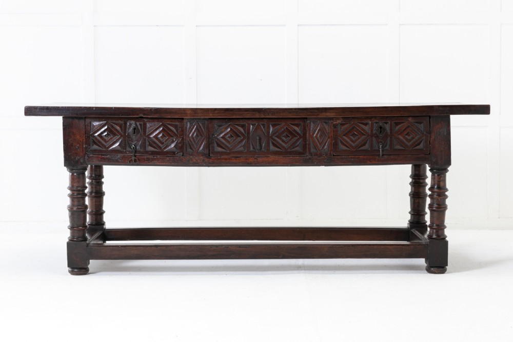 17th Century Spanish Provincial Carved Walnut Side Table