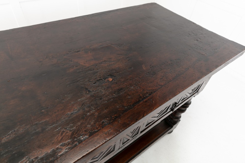 17th Century Spanish Provincial Carved Walnut Side Table View II