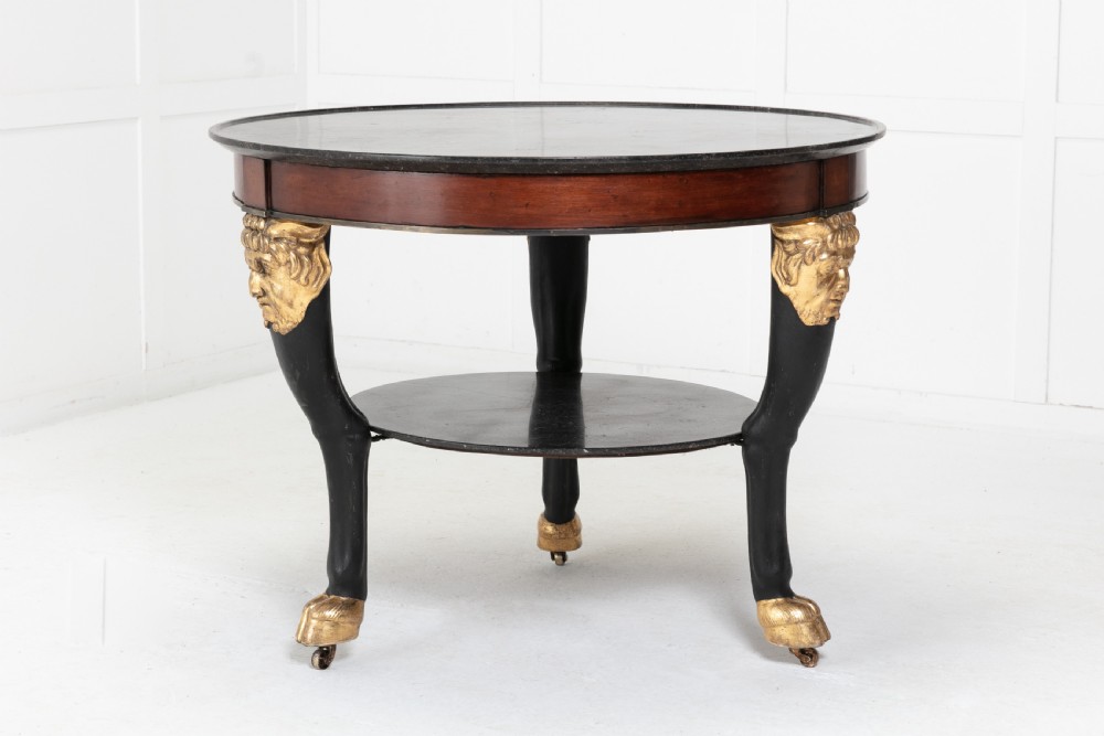 Early 19th Century Tri-pod Table with Black Marble Top
