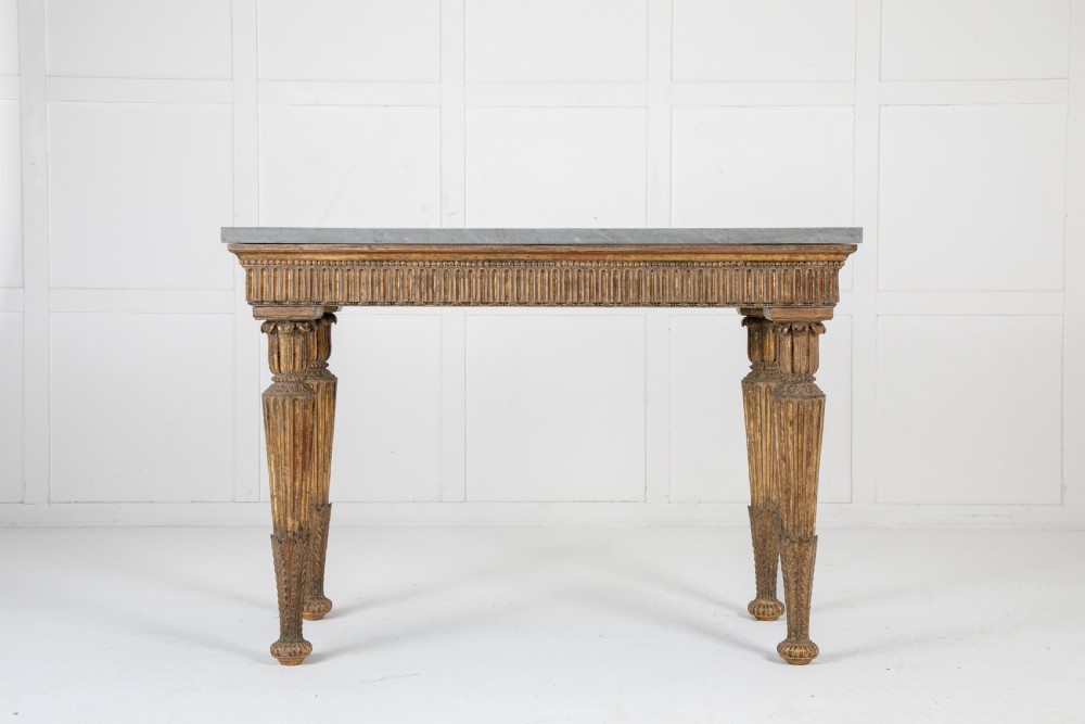 18th Century Italian Gilded Console Table with Marble Top View II