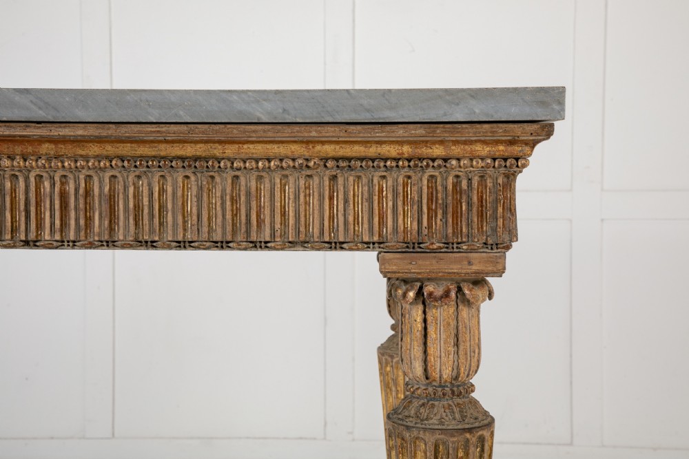 18th Century Italian Gilded Console Table with Marble Top View V