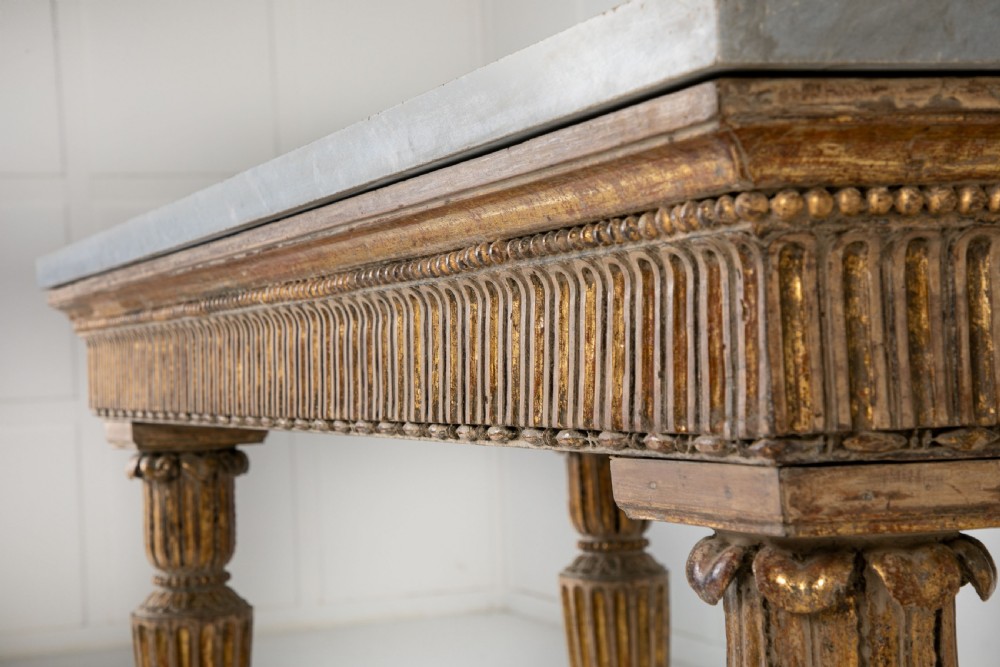 18th Century Italian Gilded Console Table with Marble Top View VI