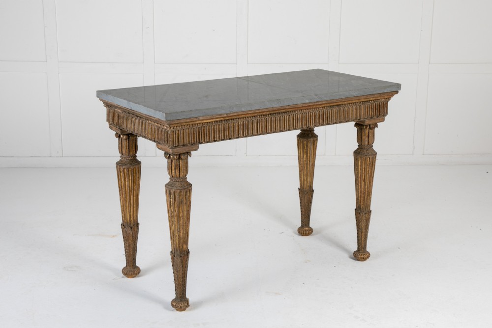 18th Century Italian Gilded Console Table with Marble Top View VIII
