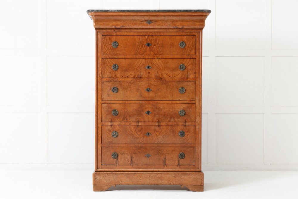 19th Century French Ash Semainier with Secre´taire Drawer
