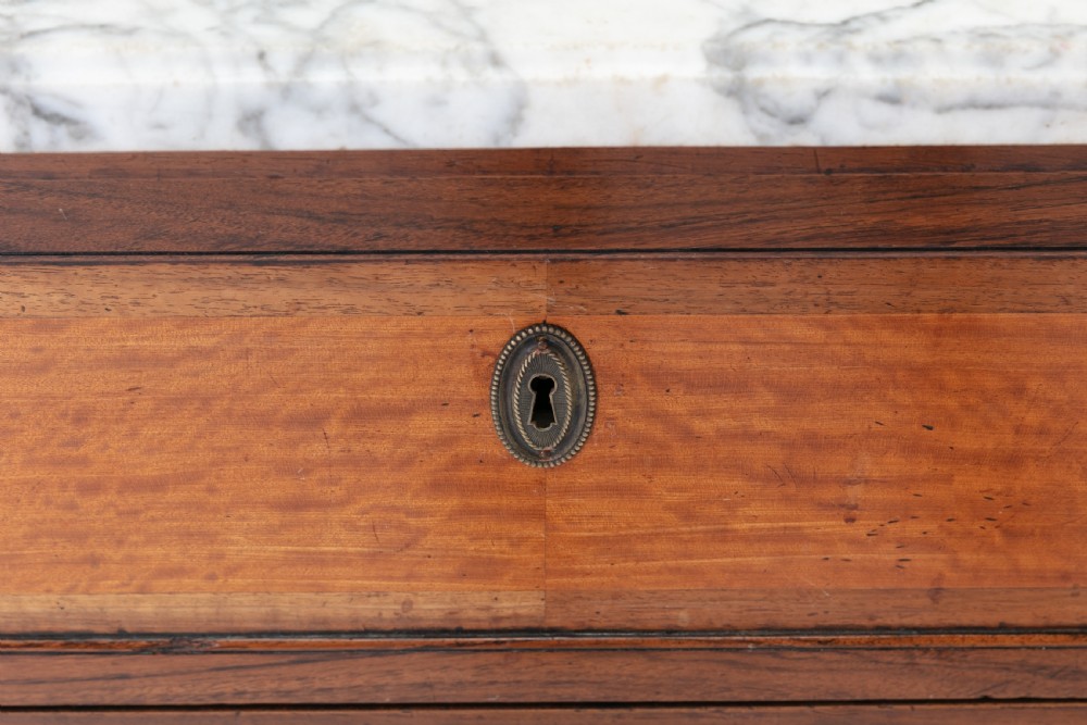 Early 19th Century French Walnut and Satinwood Commode with Marble Top View IV