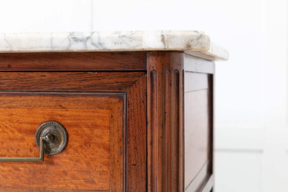 Early 19th Century French Walnut and Satinwood Commode with Marble Top View VIII