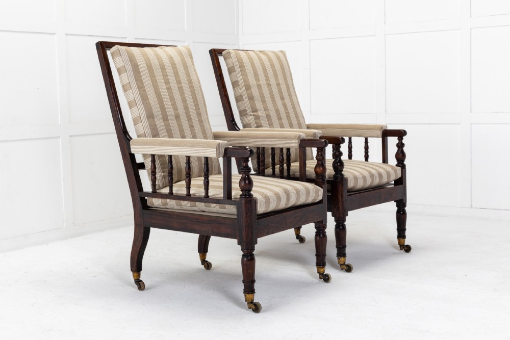 Pair of Large 19th Century English Simulated Rosewood Armchairs View II