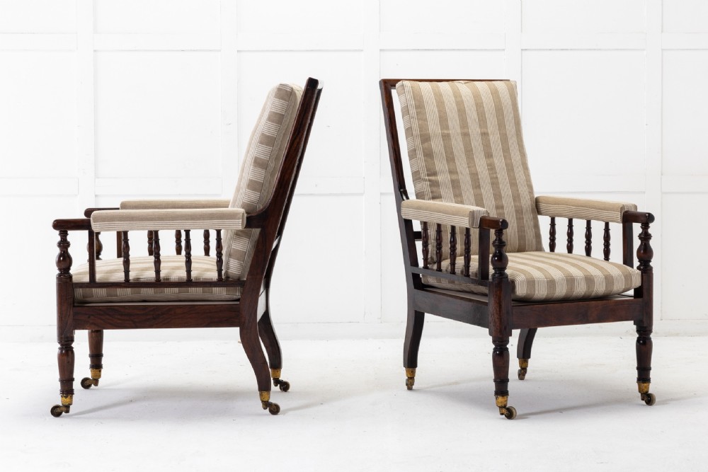 Pair of Large 19th Century English Simulated Rosewood Armchairs View III
