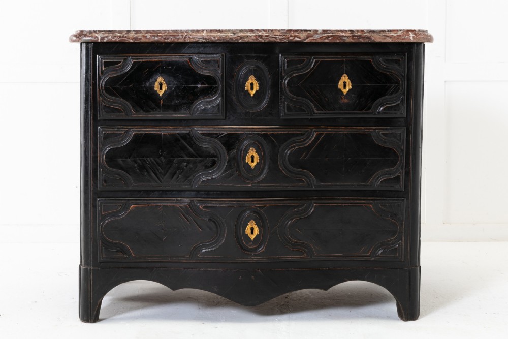 18th Century French Ebonised Commode with Marble Top