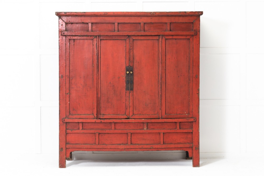 19th Century Chinese Red Lacquer Cabinet