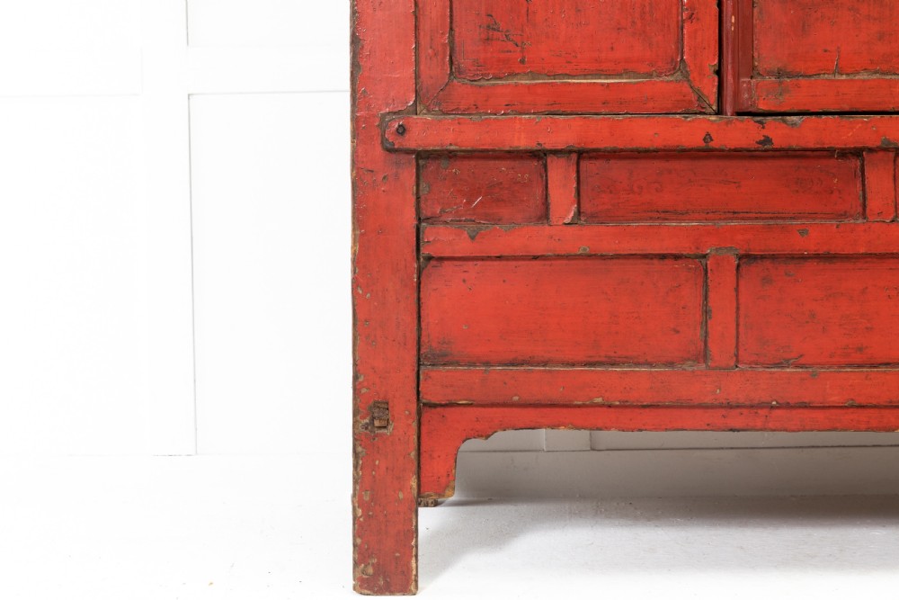 19th Century Chinese Red Lacquer Cabinet View V