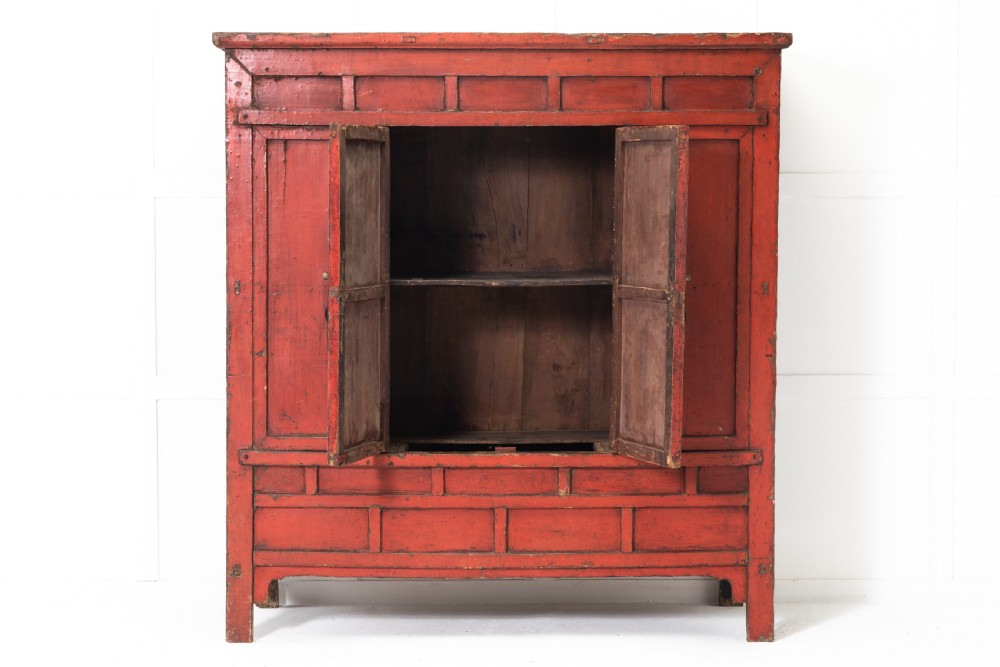 19th Century Chinese Red Lacquer Cabinet View VI