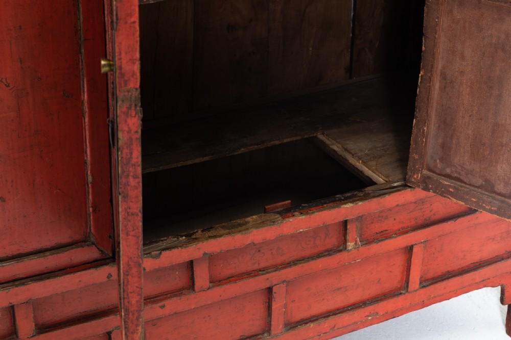 19th Century Chinese Red Lacquer Cabinet View VII