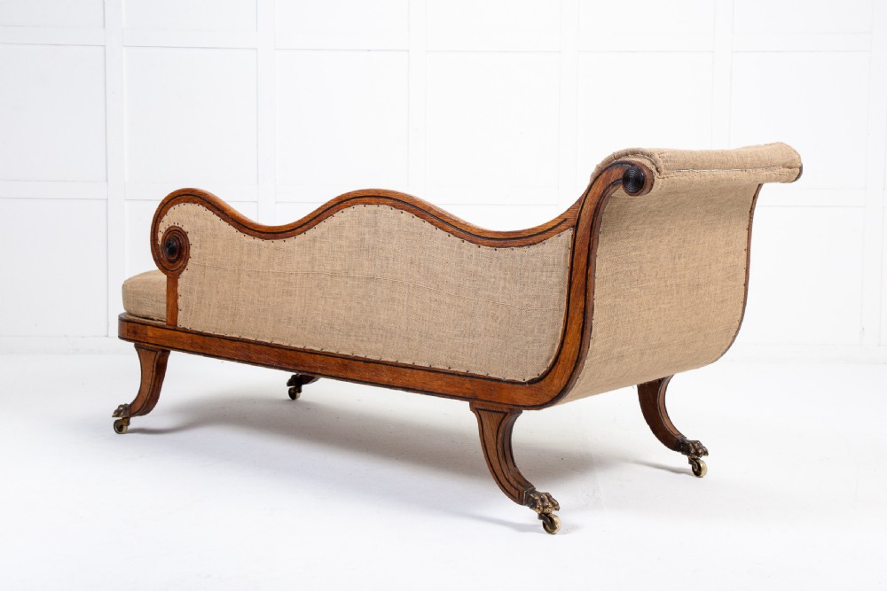 19th Century English Oak and Ebonised Inlay Chaise Longue View III